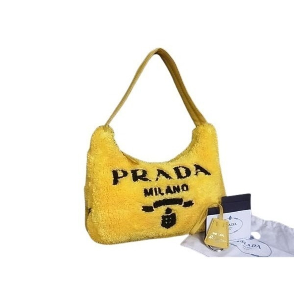 Prada Terry Handbag Re Edition Pile White Yellow Black